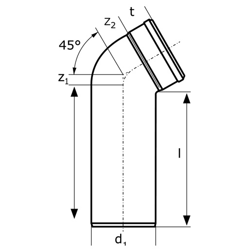 Схема SKLB - отвод удлиненный 45°