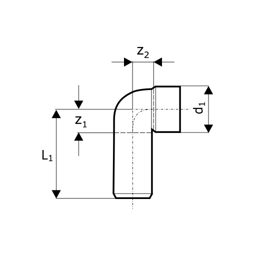 Схема HTSW - отвод сифонный 90°*